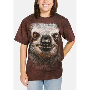 Sloth Face Graphic T-Shirt, real look Short Sleeve Size L